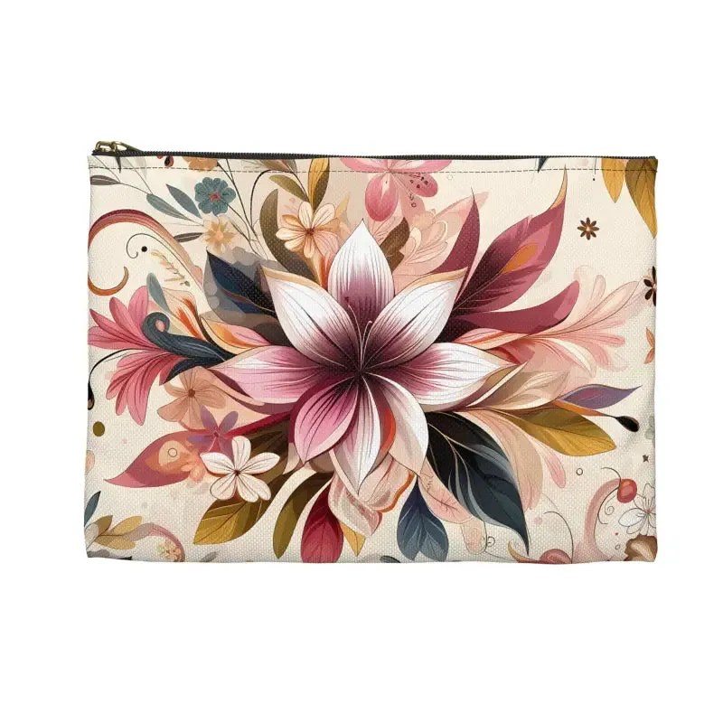 Stylish Floral Design Pouch Durable Spun Polyester