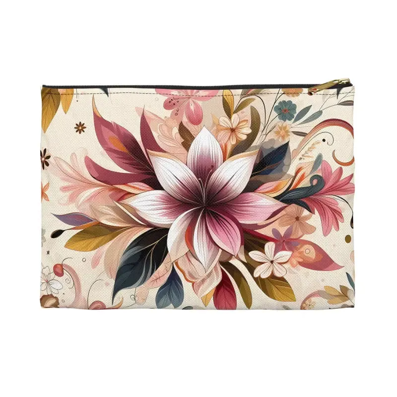 Stylish Floral Design Pouch Durable Spun Polyester