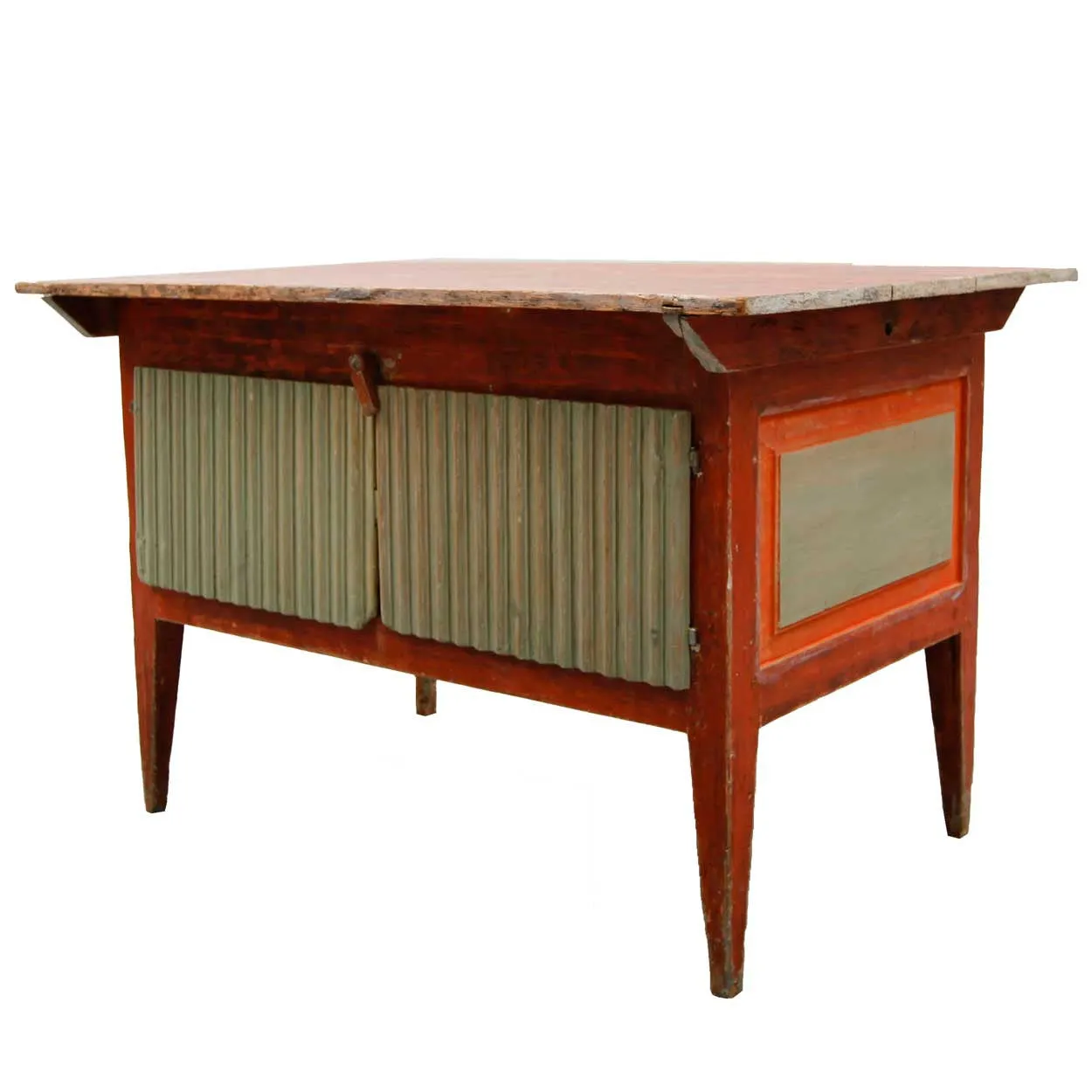Swedish Gustavian Style Painted Pine Kitchen Work Table and Cupboard
