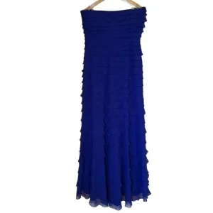 TADASHI‎ Strapless Tiered Ruffle Silk Maxi Dress Sz 10