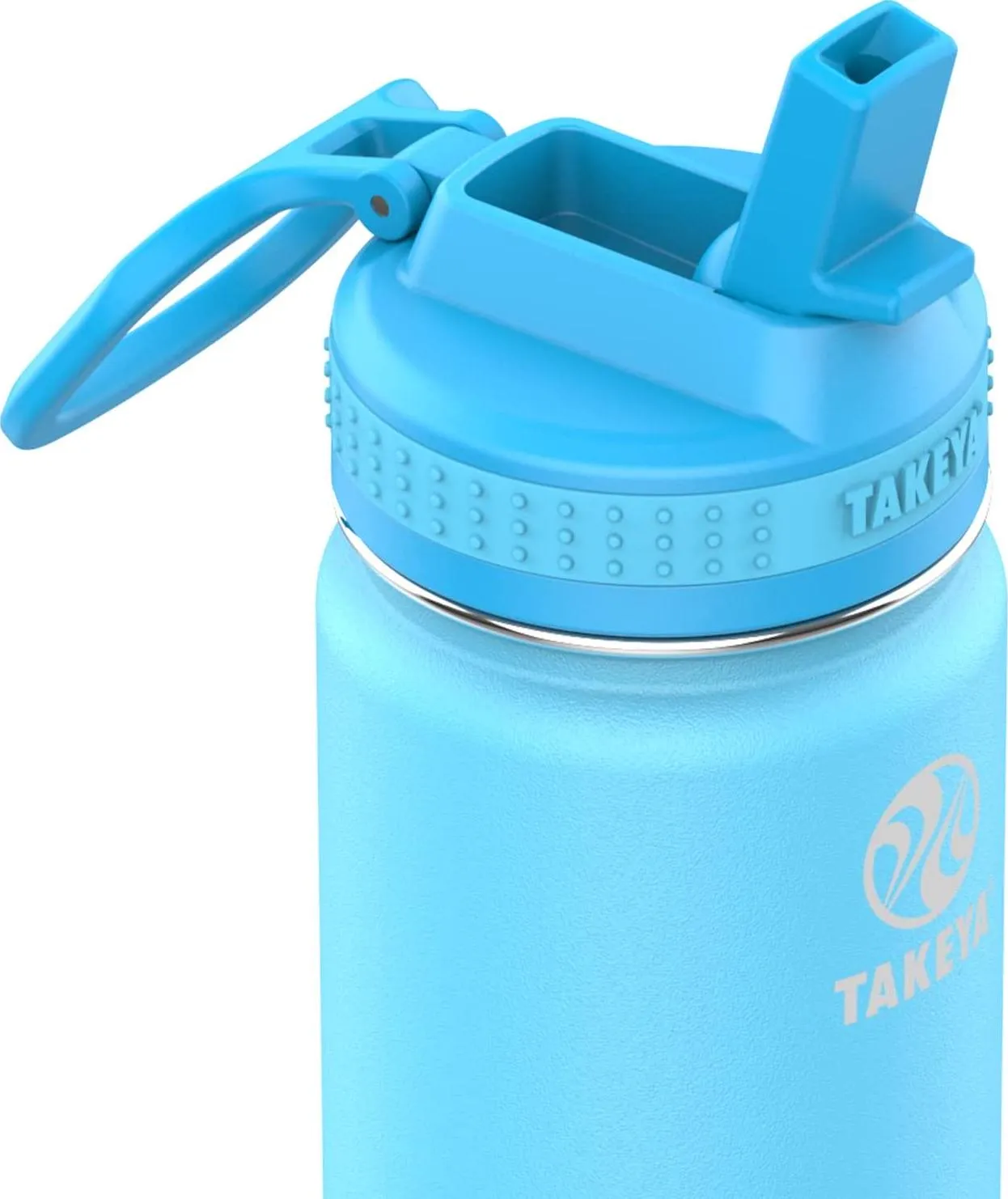 Takeya Active Kids Insulated Bottle with Straw Lid, 14 Ounce, Atlantic/Sail Blue