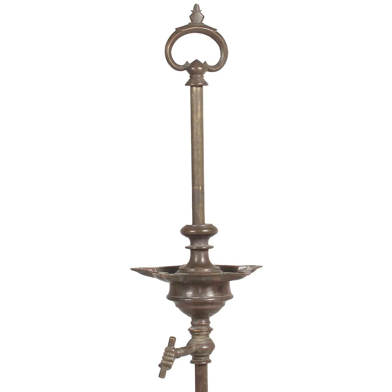Tall Indian Brass Oil Diya Lamp