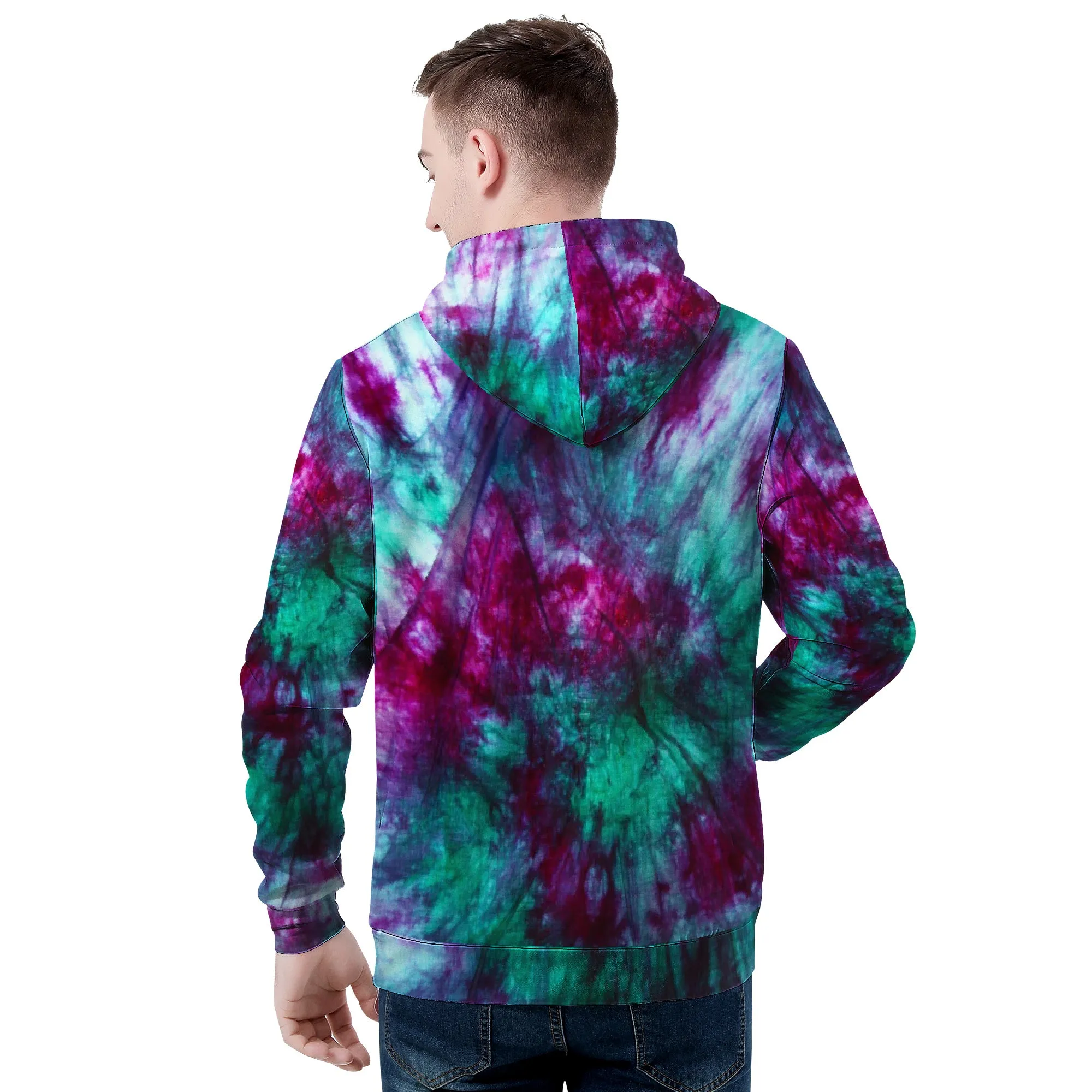 Teal Purple Tie Dye Men/Unisex Premium Adult Hoodie