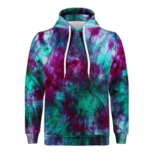 Teal Purple Tie Dye Men/Unisex Premium Adult Hoodie