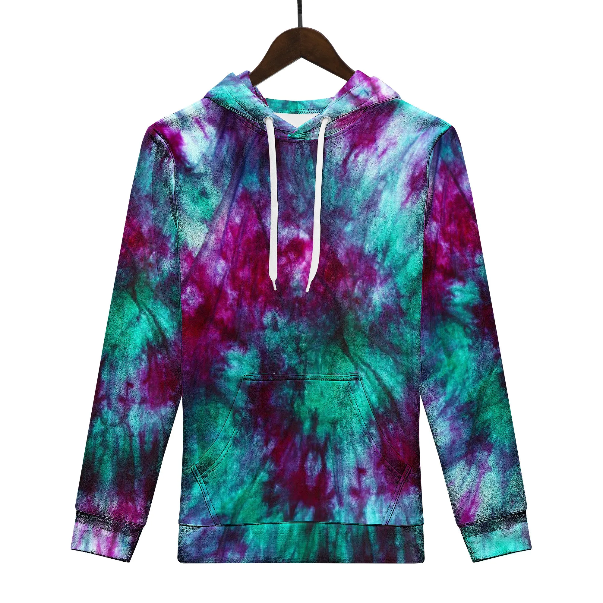 Teal Purple Tie Dye Men/Unisex Premium Adult Hoodie