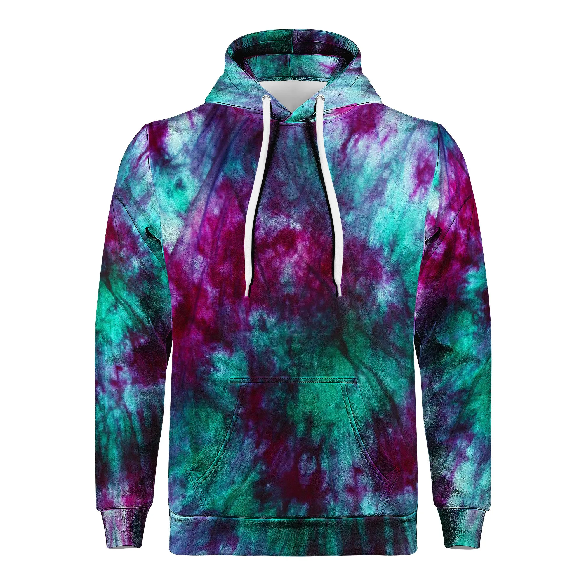Teal Purple Tie Dye Men/Unisex Premium Adult Hoodie