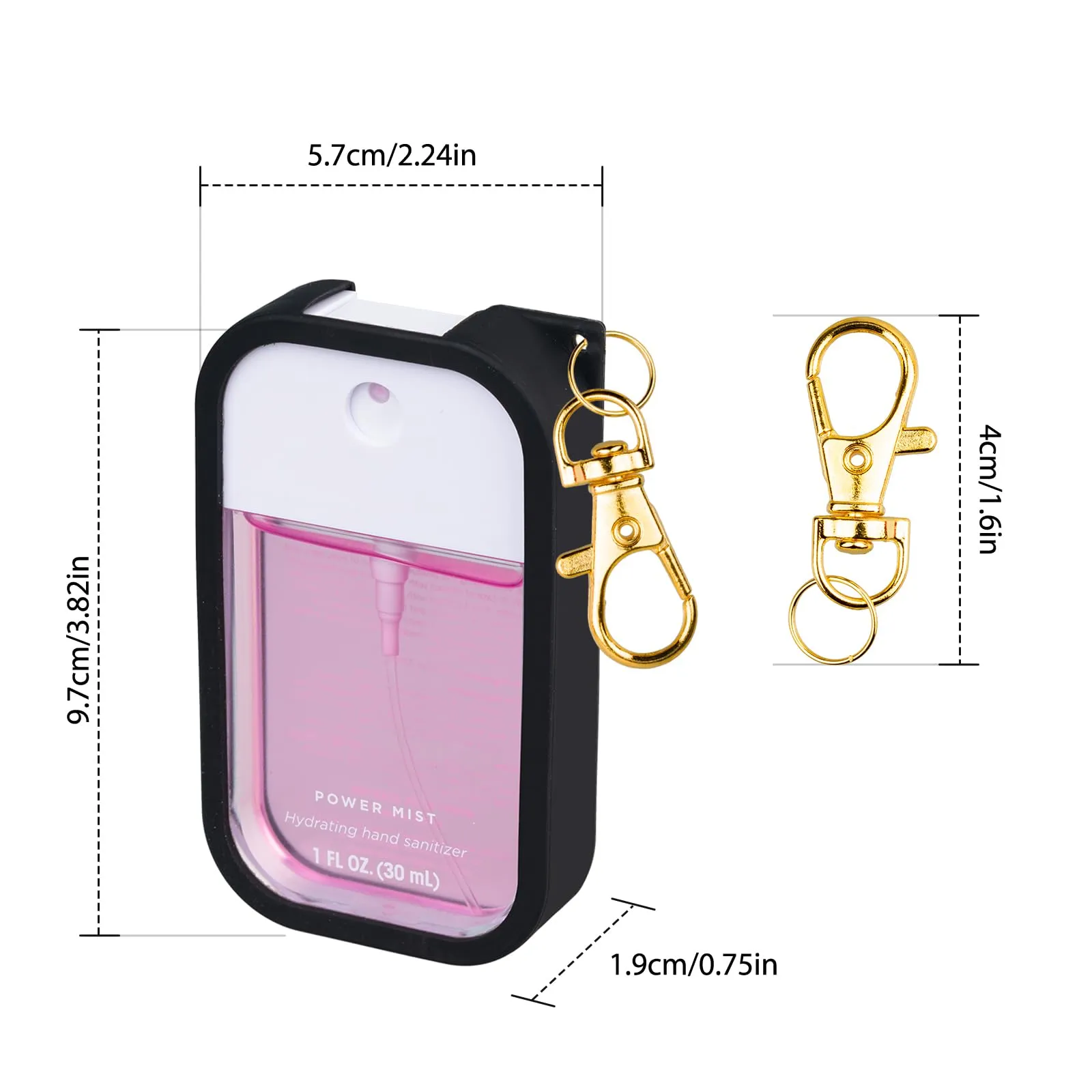 TERPINK Silicone Case Compatible with Touchland Hand Sanitizer Spray, Protective Case with Keychain for Power Mist and Glow Mist 1 fl oz, Hand Sanitizer Spray Accessory (Black, 1 Pack)