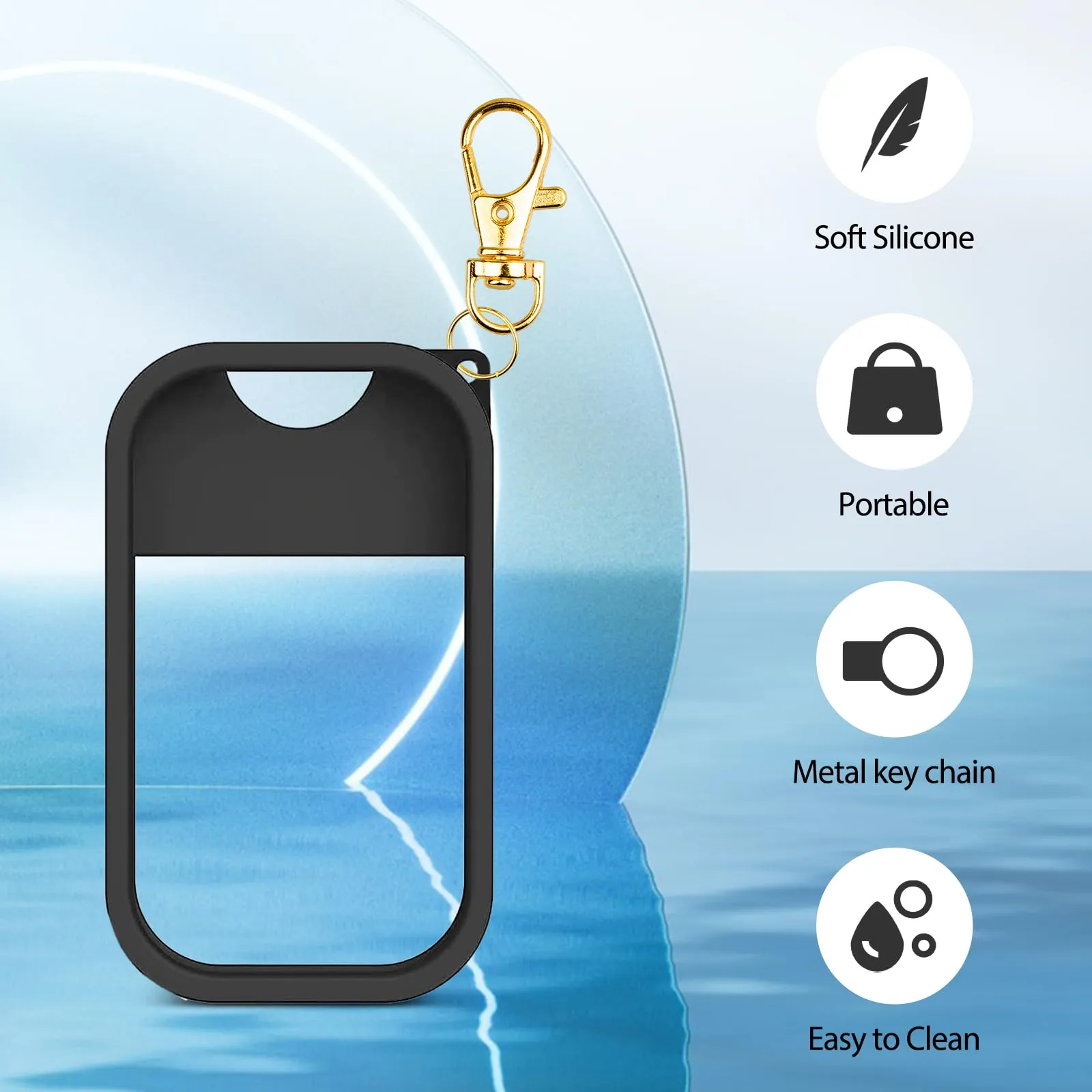 TERPINK Silicone Case Compatible with Touchland Hand Sanitizer Spray, Protective Case with Keychain for Power Mist and Glow Mist 1 fl oz, Hand Sanitizer Spray Accessory (Black, 1 Pack)