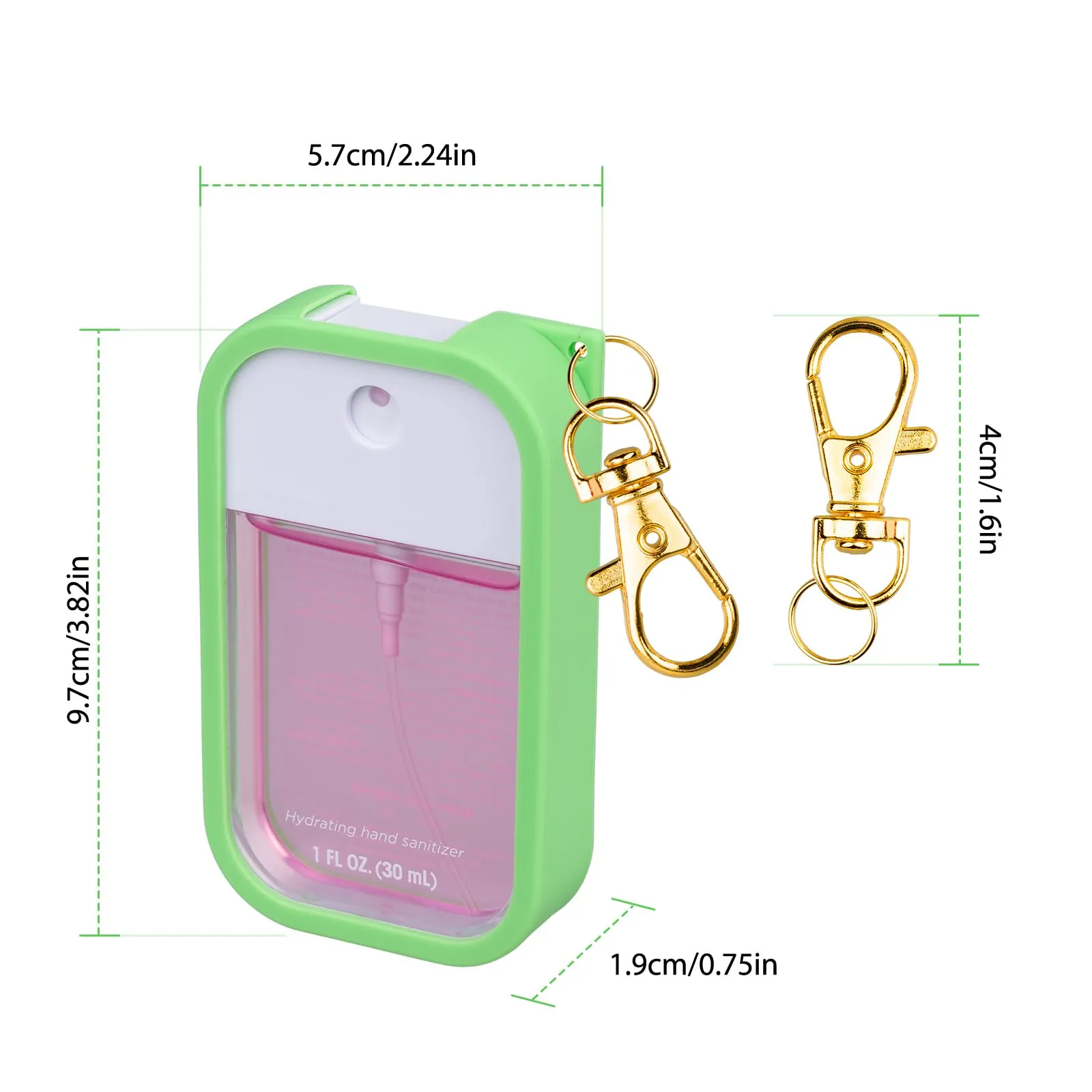 TERPINK Silicone Case Compatible with Touchland Hand Sanitizer Spray, Protective Case with Keychain for Power Mist and Glow Mist 1 fl oz, Hand Sanitizer Spray Accessory (Green, 1 Pack)