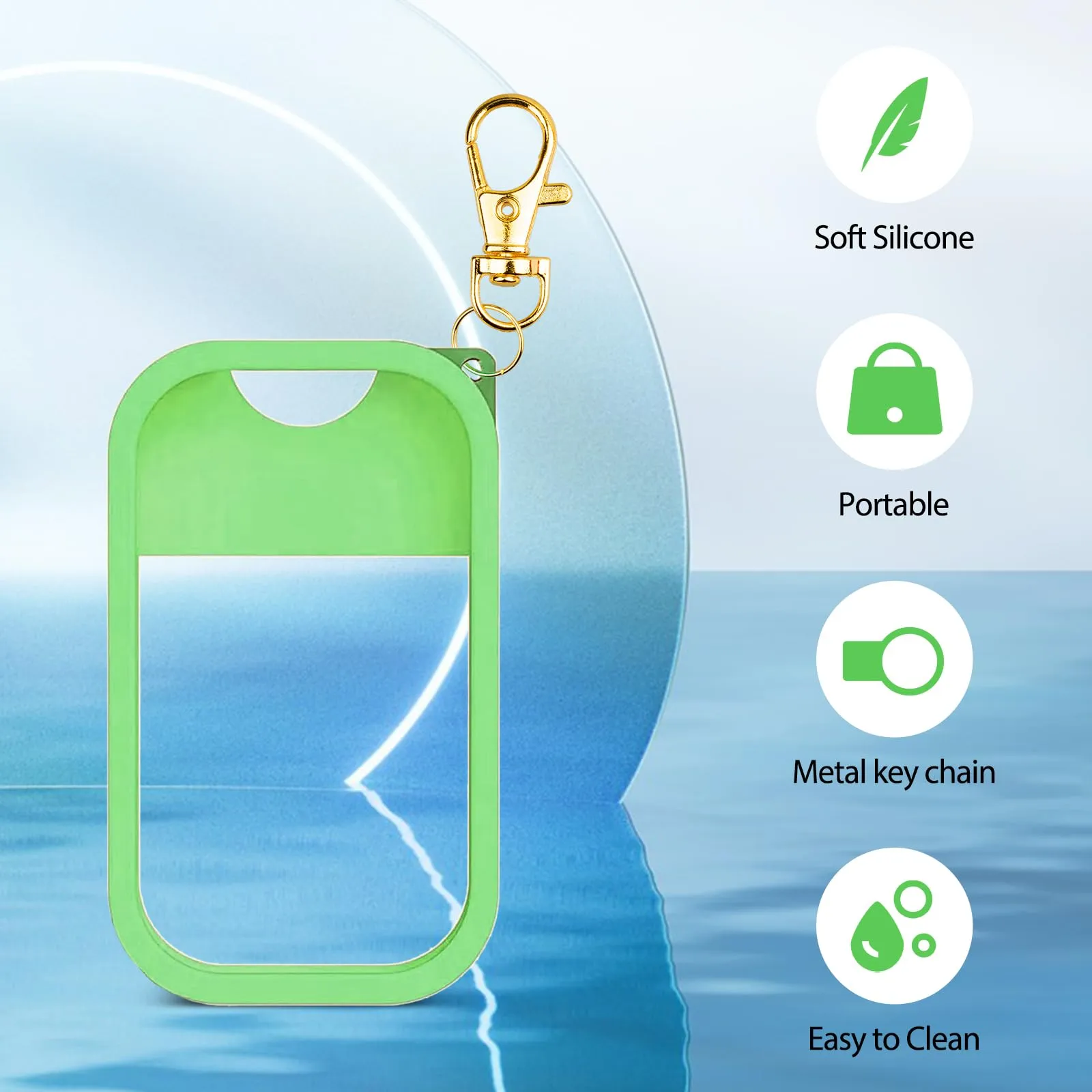 TERPINK Silicone Case Compatible with Touchland Hand Sanitizer Spray, Protective Case with Keychain for Power Mist and Glow Mist 1 fl oz, Hand Sanitizer Spray Accessory (Green, 1 Pack)