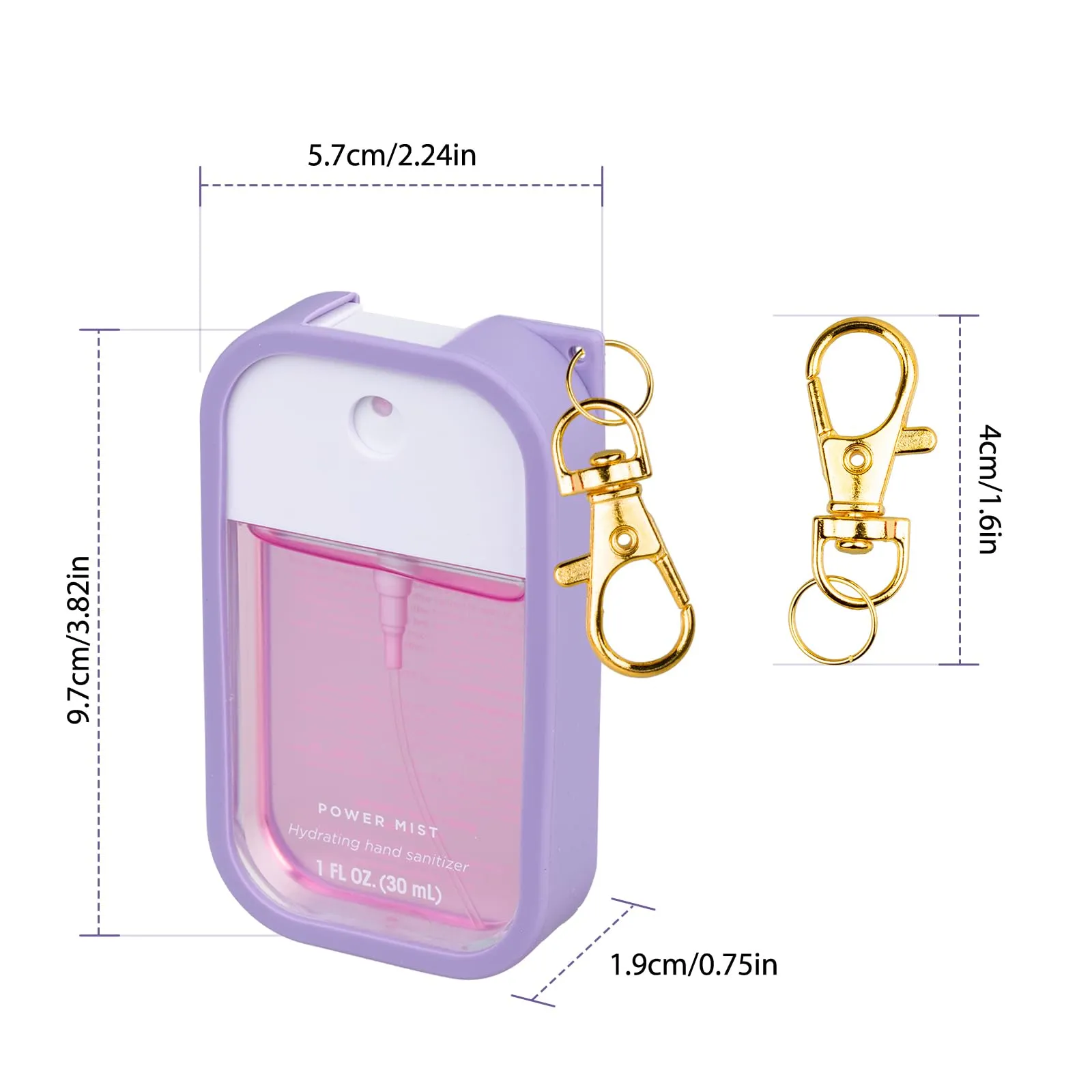 TERPINK Silicone Case Compatible with Touchland Hand Sanitizer Spray, Protective Case with Keychain for Power Mist and Glow Mist 1 fl oz, Hand Sanitizer Spray Accessory (Purple, 1 Pack)
