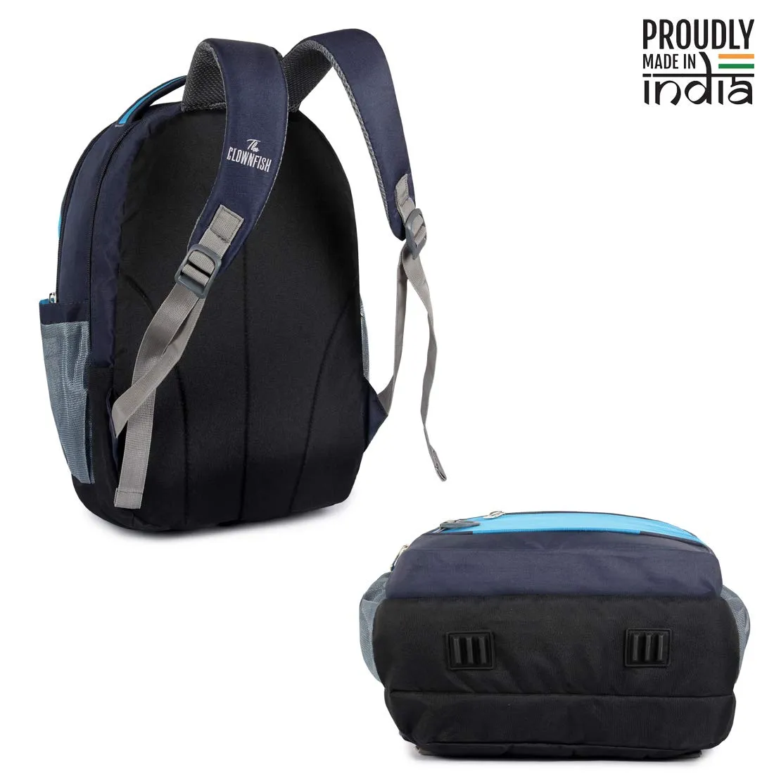 The Clownfish Impulse 20 Liters Polyester Water Resistant Multifunctional Travel Backpack Travel Bags Bagpack Spacious Shoulder Bag College Office Travelling Camping Bags for Men and Women (Navy Blue)