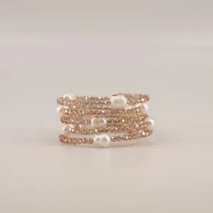 The Luxury Priya Crystal & Freshwater Pearl Wraparound Bracelet