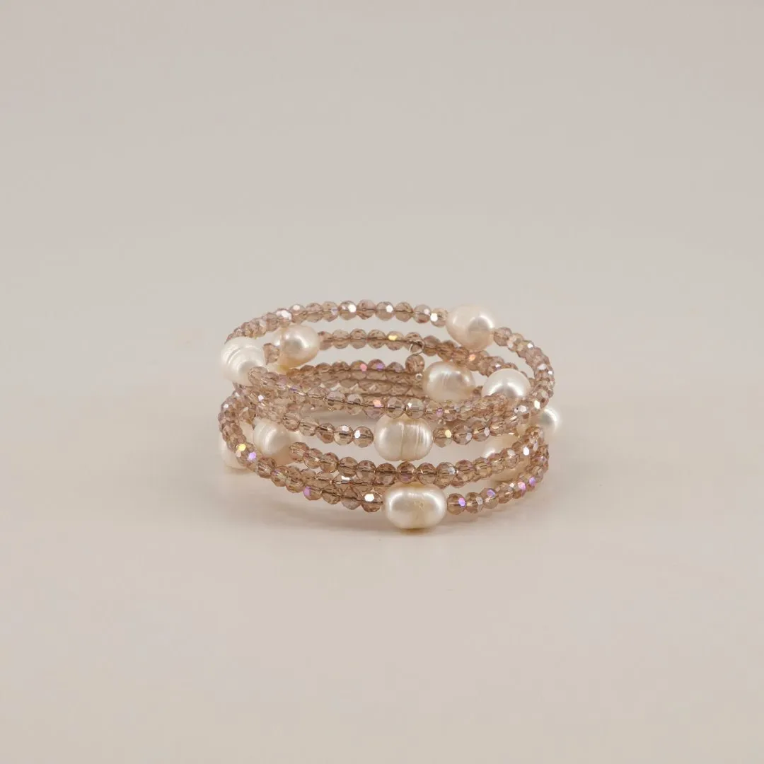 The Luxury Priya Crystal & Freshwater Pearl Wraparound Bracelet