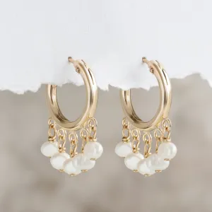 The Pearl Party Hoop Earrings | Yellow Gold Filled