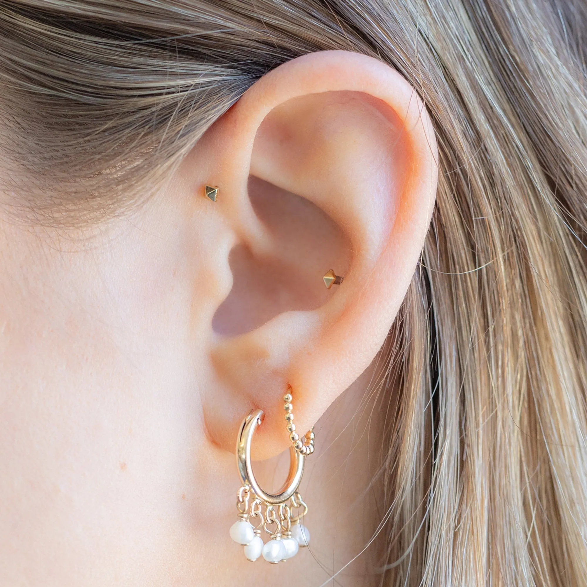 The Pearl Party Hoop Earrings | Yellow Gold Filled