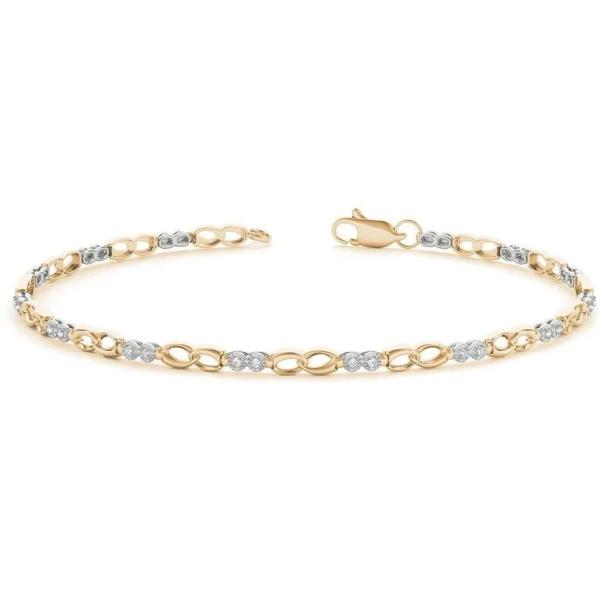Thin & Petite Fashion Link Moissanite or Diamond Bracelet