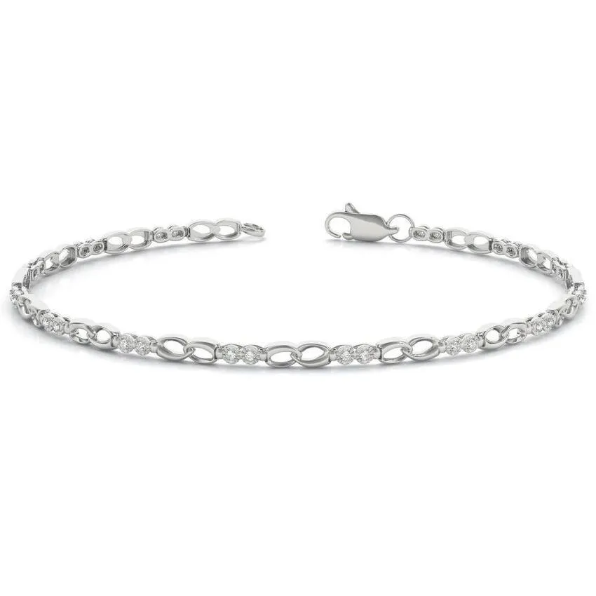 Thin & Petite Fashion Link Moissanite or Diamond Bracelet