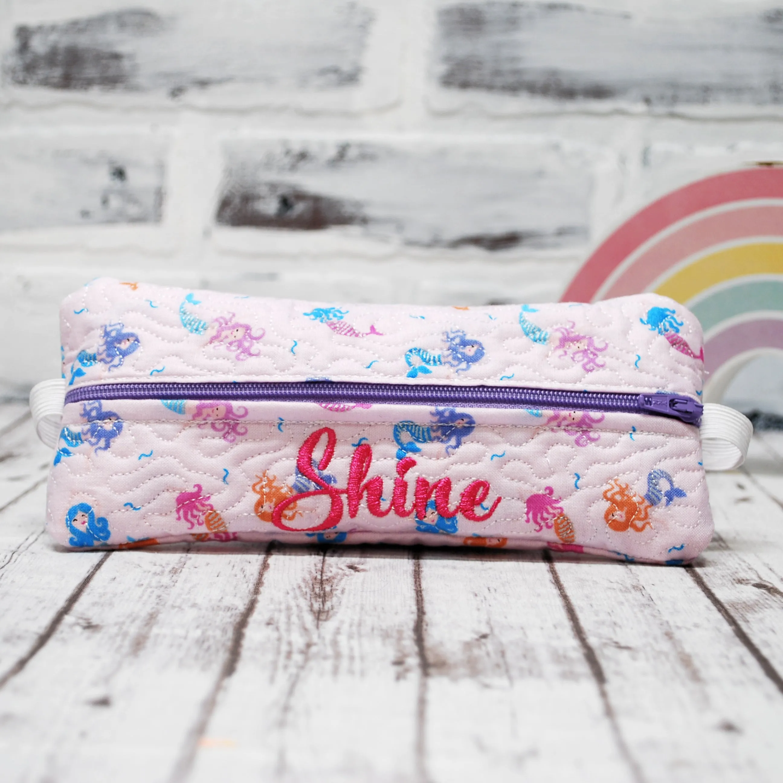Tiny Mermaids Personalized Quilted Pouch