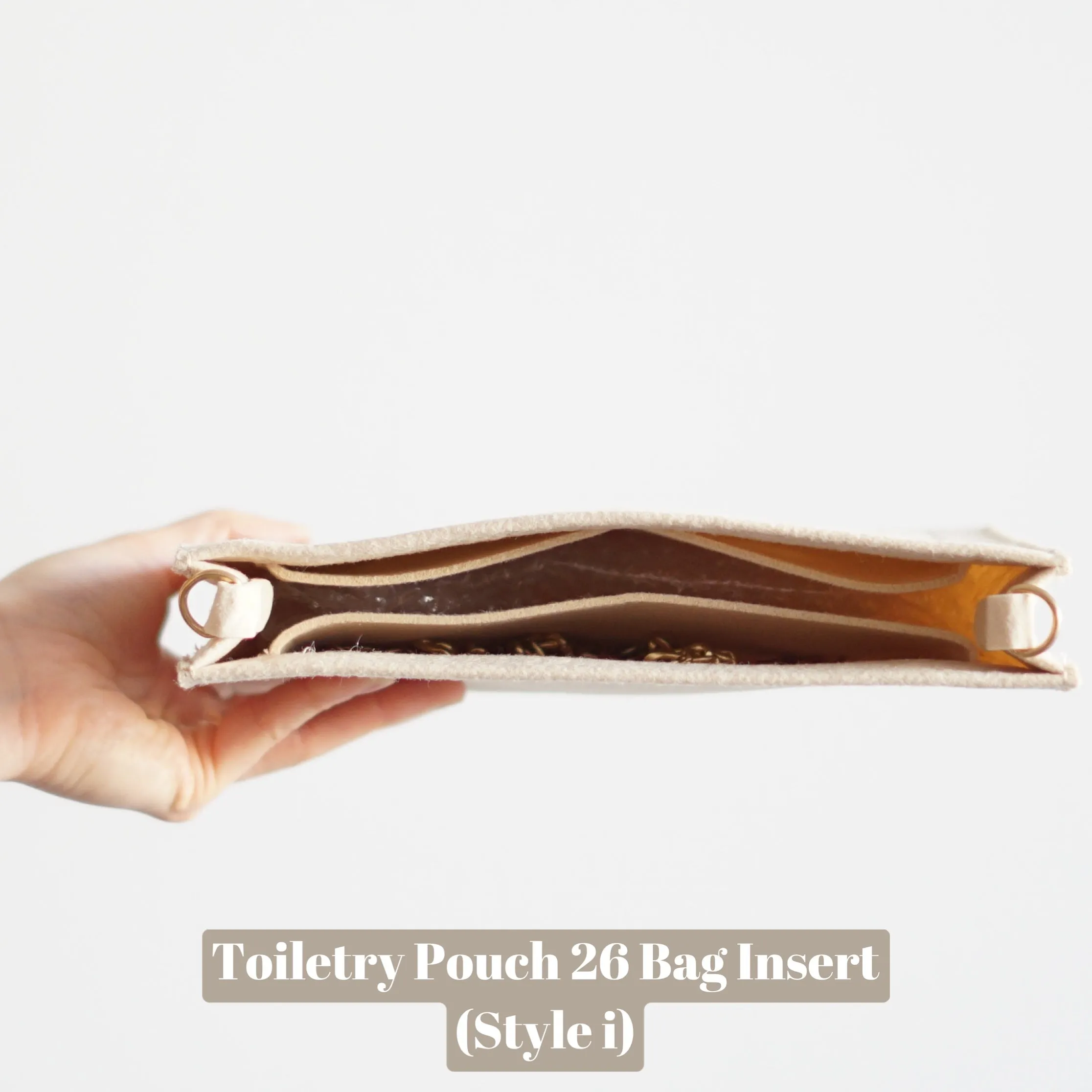 Toiletry Pouch 26 Crossbody Conversion Kit with Bag Organizer Insert and Chunky Oval Gold Chain Strap