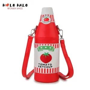 Tomato Ketchup Bottle Crossbody Bag: Women's Shoulder Purse