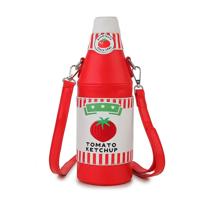 Tomato Ketchup Bottle Crossbody Bag: Women's Shoulder Purse