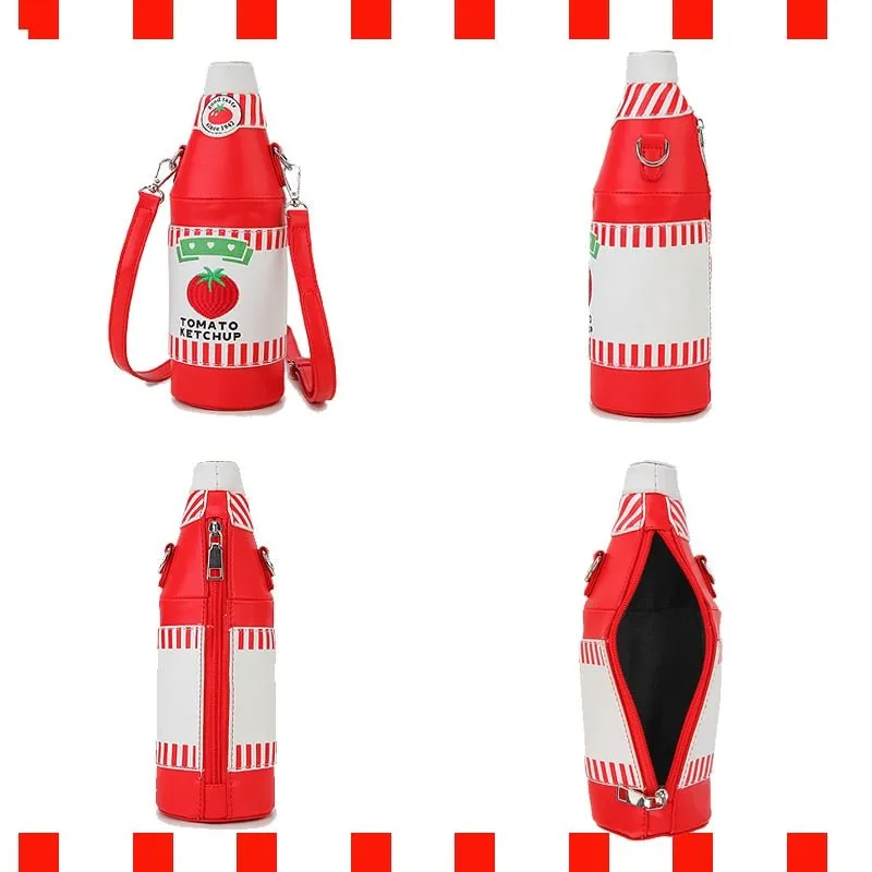 Tomato Ketchup Bottle Crossbody Bag: Women's Shoulder Purse