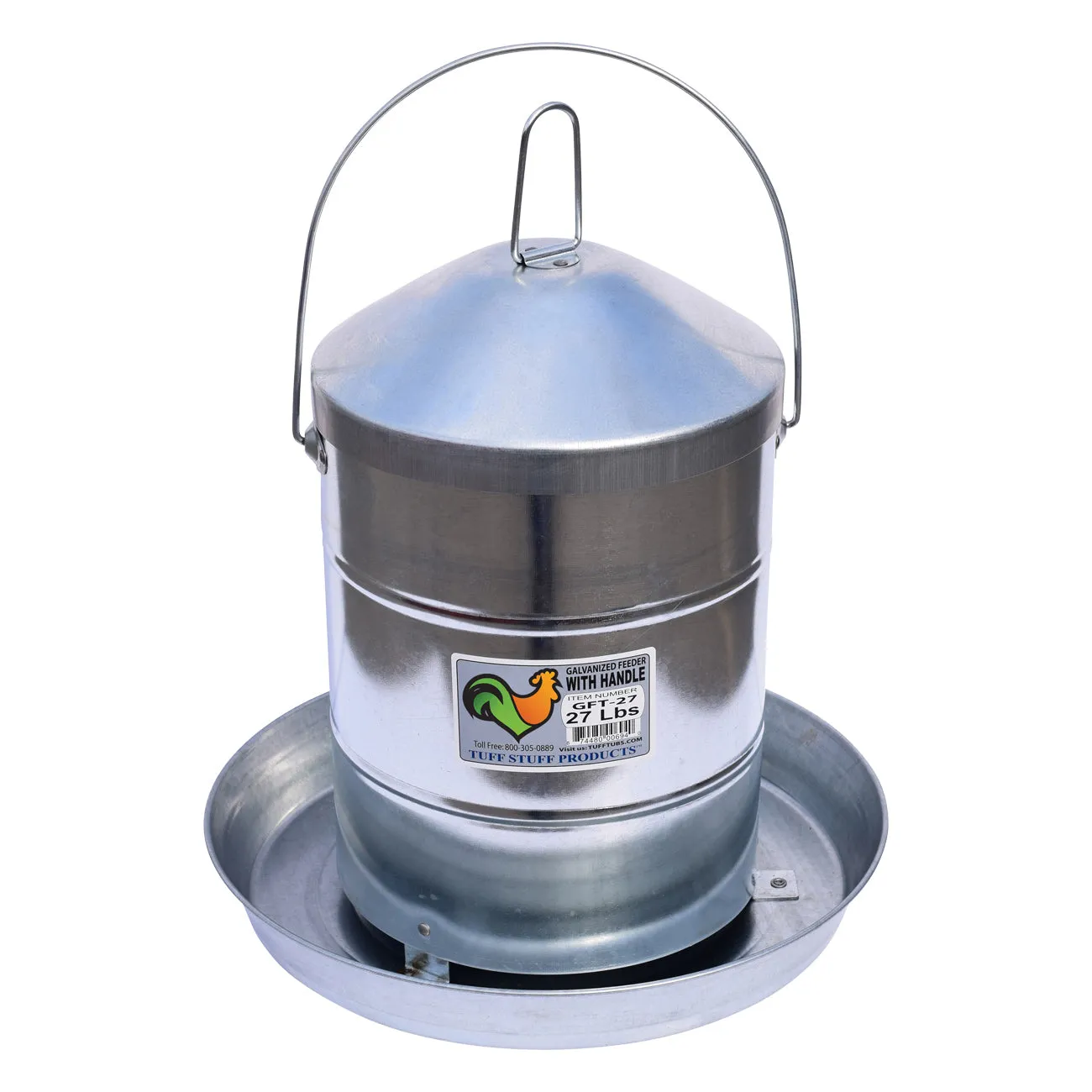 Tuff Stuff galvanized poultry feeder w/ handle - 27lbs