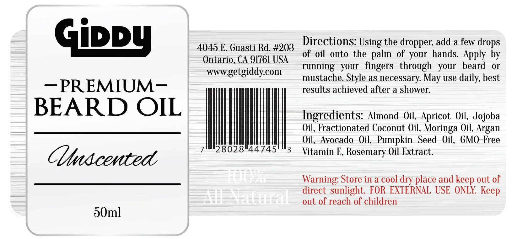 Unscented Premium Beard Oil