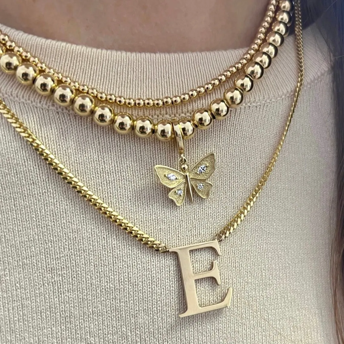 Uppercase Roman Times Initial Necklace