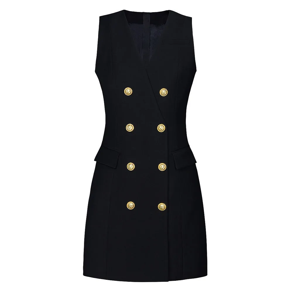 V Neck Sleeveless Commuting Mini Dress YDMS24627