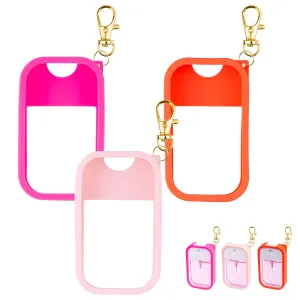 VANEST Silicone Case Compatible with Touchland Hand Sanitizer Spray, Protective Case with Keychain for Power Mist and Glow Mist 1 fl oz, Hand Sanitizer Spray Accessory (Colourful 1, 3 Pack)