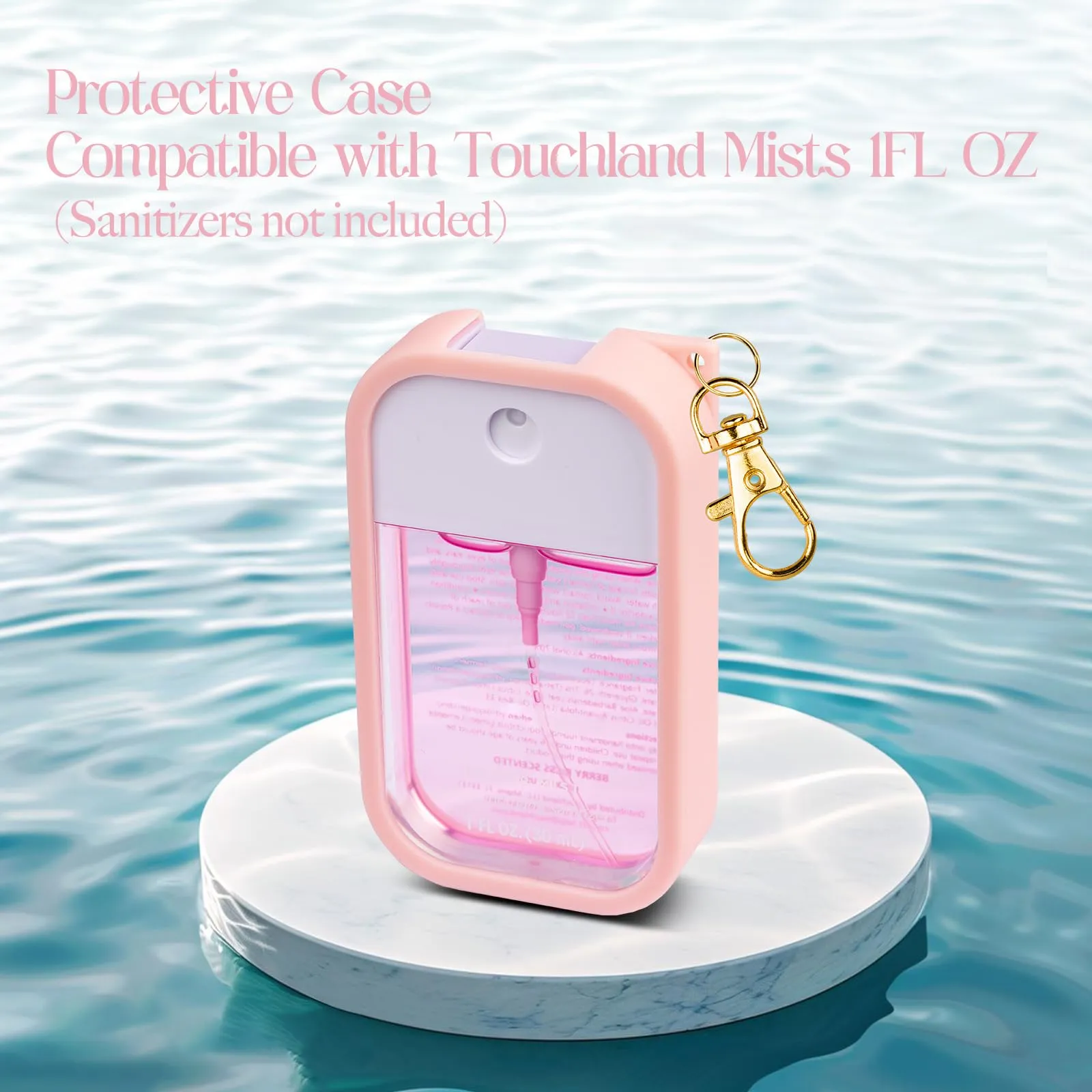 VANEST Silicone Case Compatible with Touchland Hand Sanitizer Spray, Protective Case with Keychain for Power Mist and Glow Mist 1 fl oz, Hand Sanitizer Spray Accessory (Colourful 1, 3 Pack)