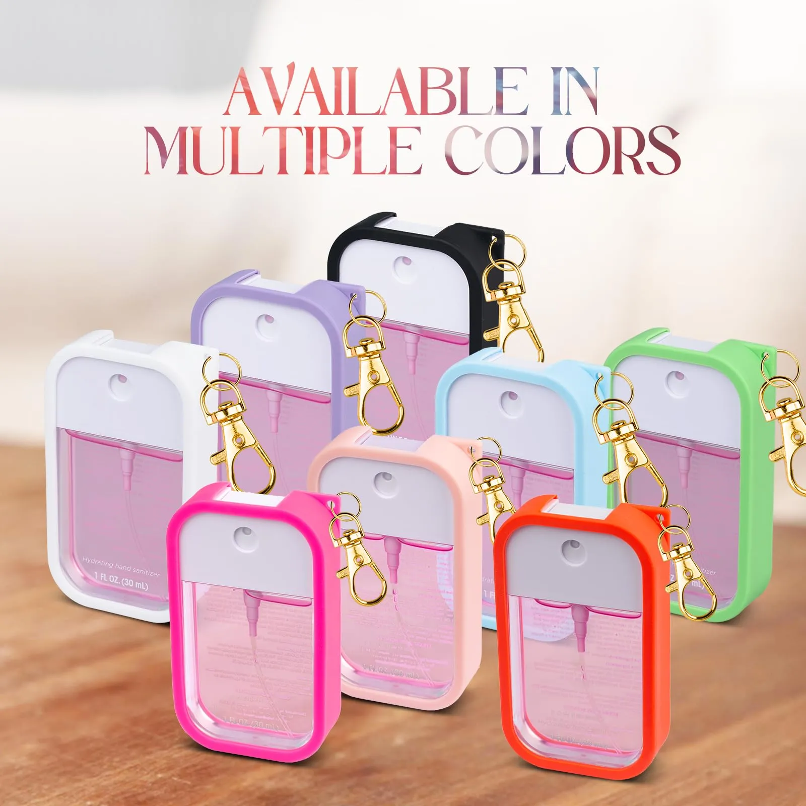 VANEST Silicone Case Compatible with Touchland Hand Sanitizer Spray, Protective Case with Keychain for Power Mist and Glow Mist 1 fl oz, Hand Sanitizer Spray Accessory (Colourful 1, 3 Pack)