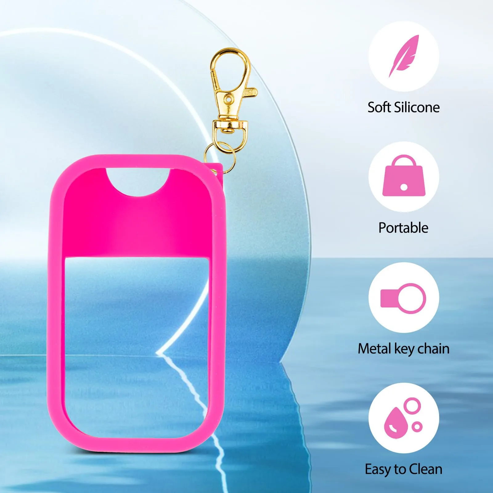 VANEST Silicone Case Compatible with Touchland Hand Sanitizer Spray, Protective Case with Keychain for Power Mist and Glow Mist 1 fl oz, Hand Sanitizer Spray Accessory (Hot Pink, 1 Pack)