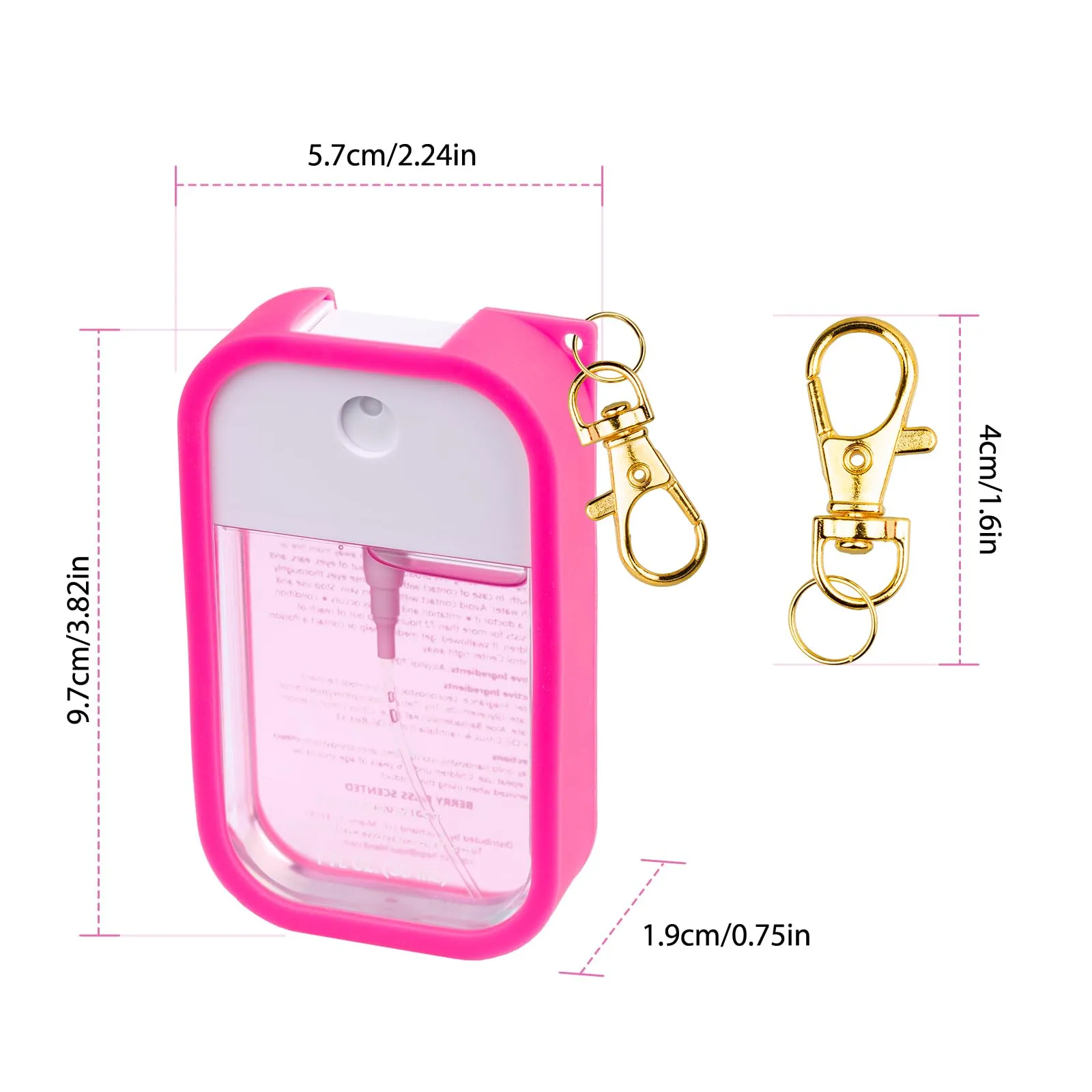 VANEST Silicone Case Compatible with Touchland Hand Sanitizer Spray, Protective Case with Keychain for Power Mist and Glow Mist 1 fl oz, Hand Sanitizer Spray Accessory (Hot Pink, 1 Pack)