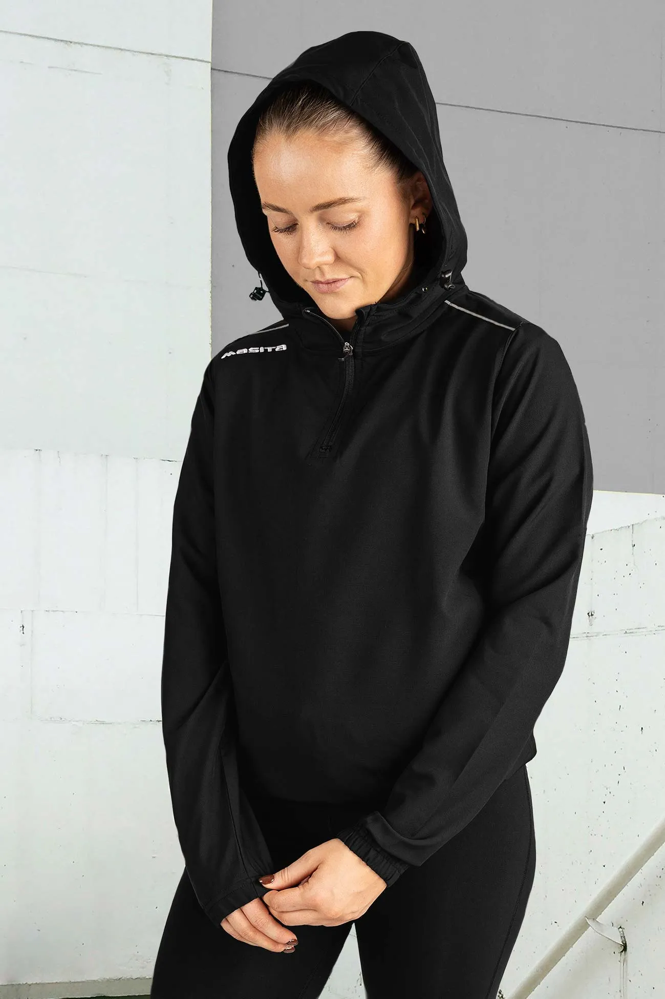 Vermont Hooded Pullover Half Zip Black/Silver