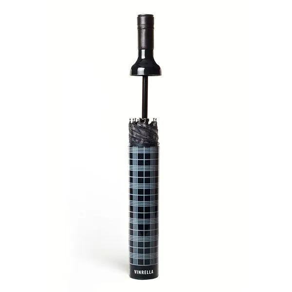 Vinrella Black Plaid Bottle Umbrella