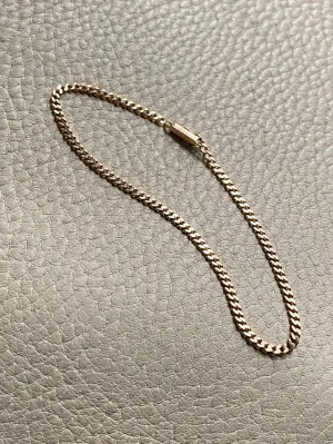 Vintage 18k gold skinny curb bracelet - 8 inch length
