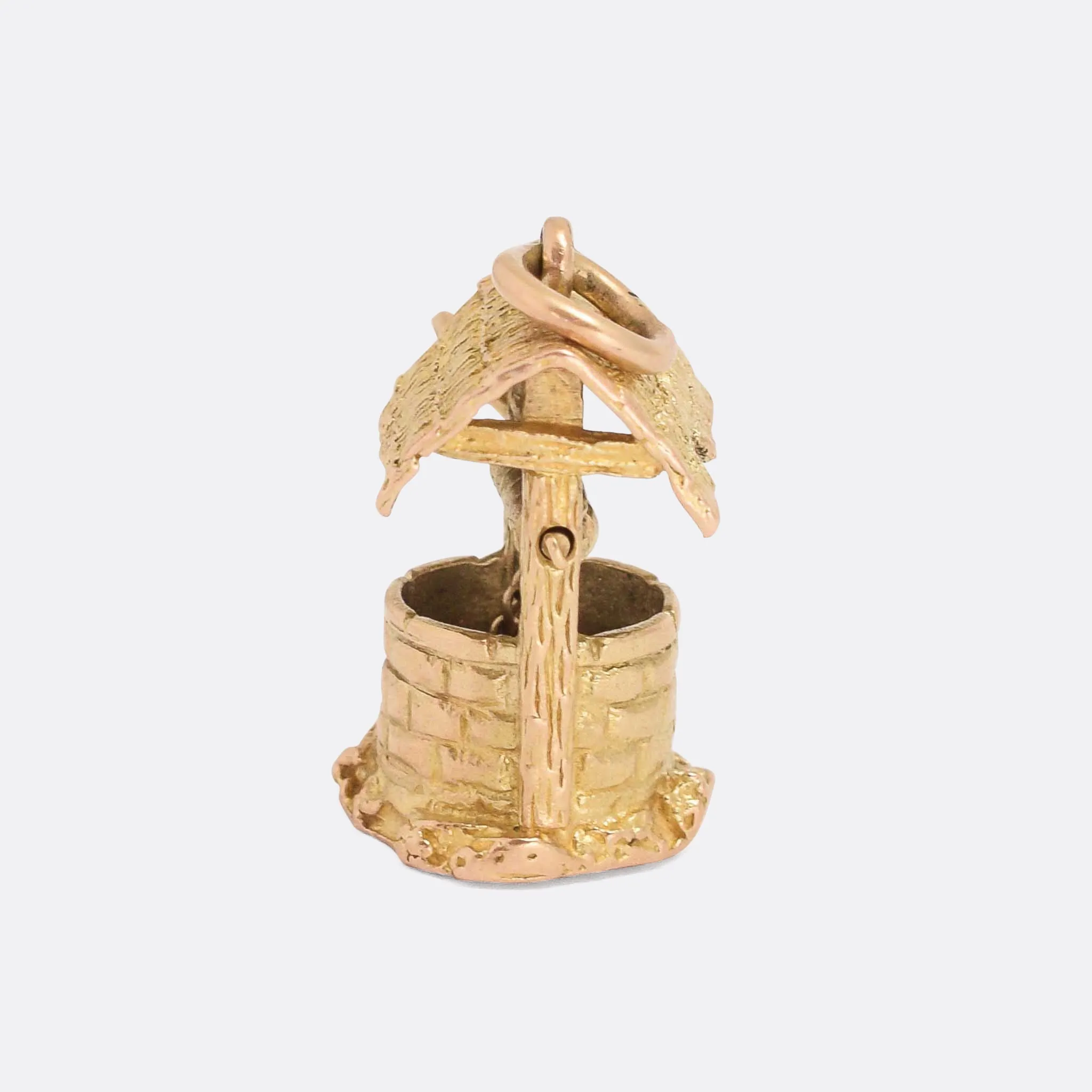 Vintage Gold Wishing Well Charm Pendant