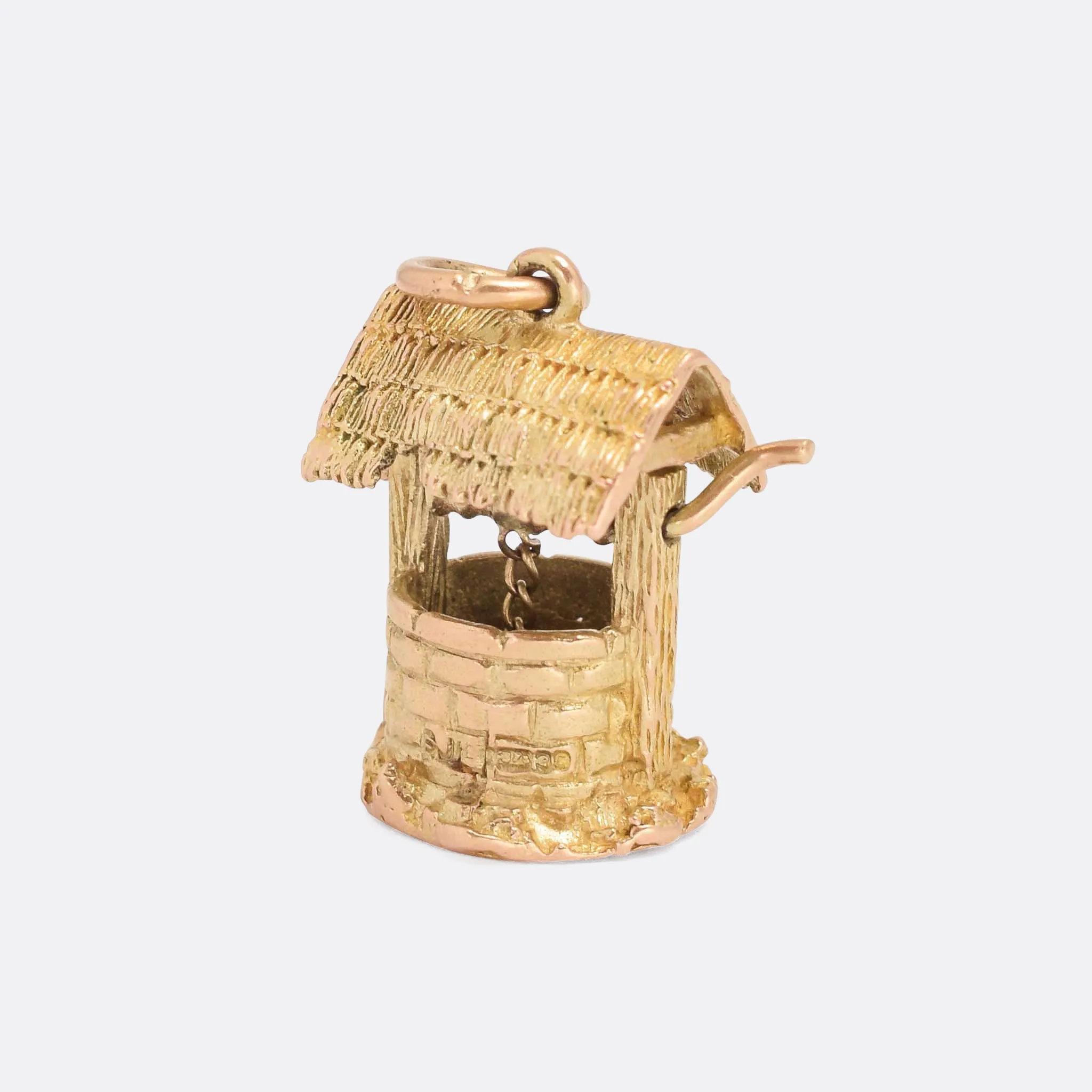 Vintage Gold Wishing Well Charm Pendant