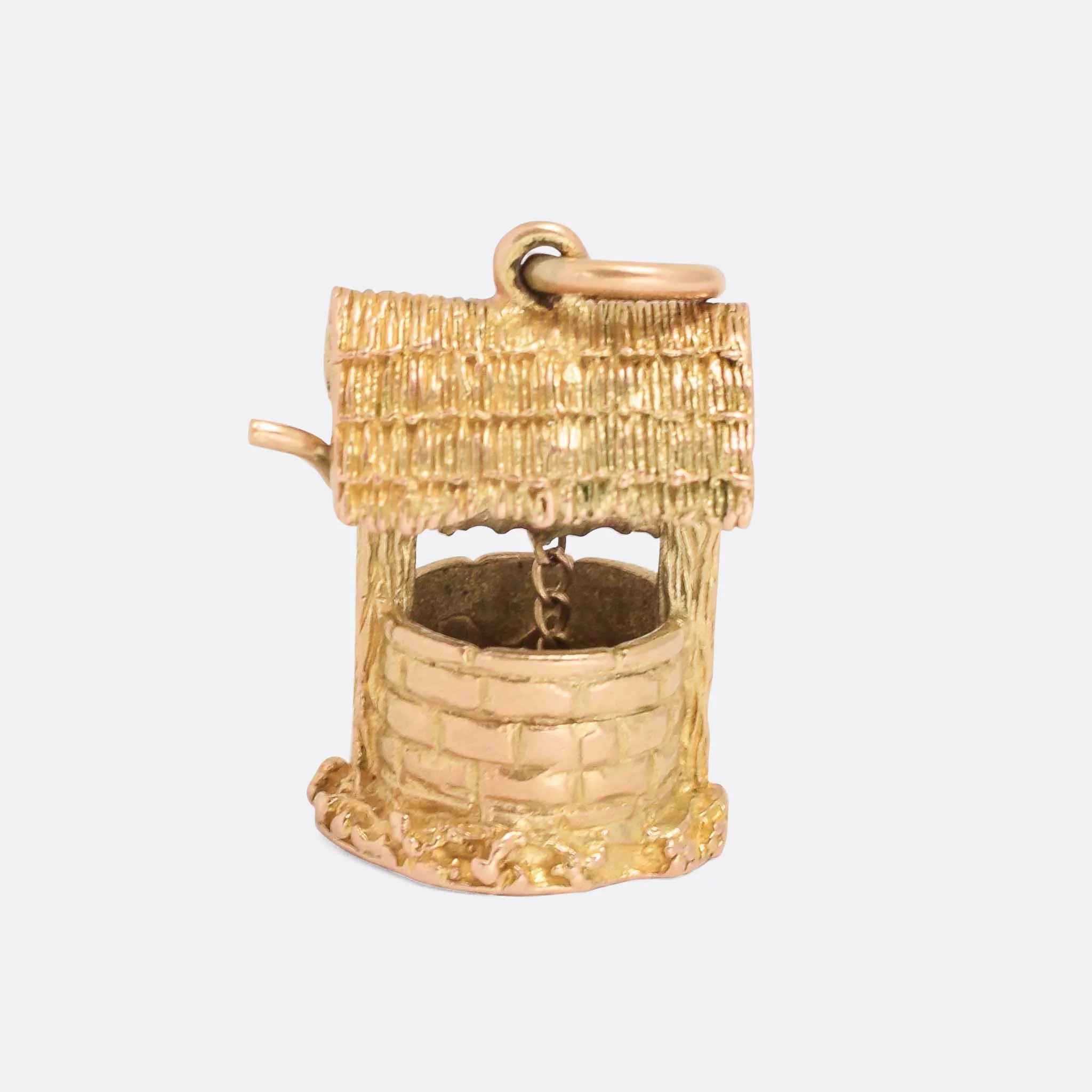 Vintage Gold Wishing Well Charm Pendant