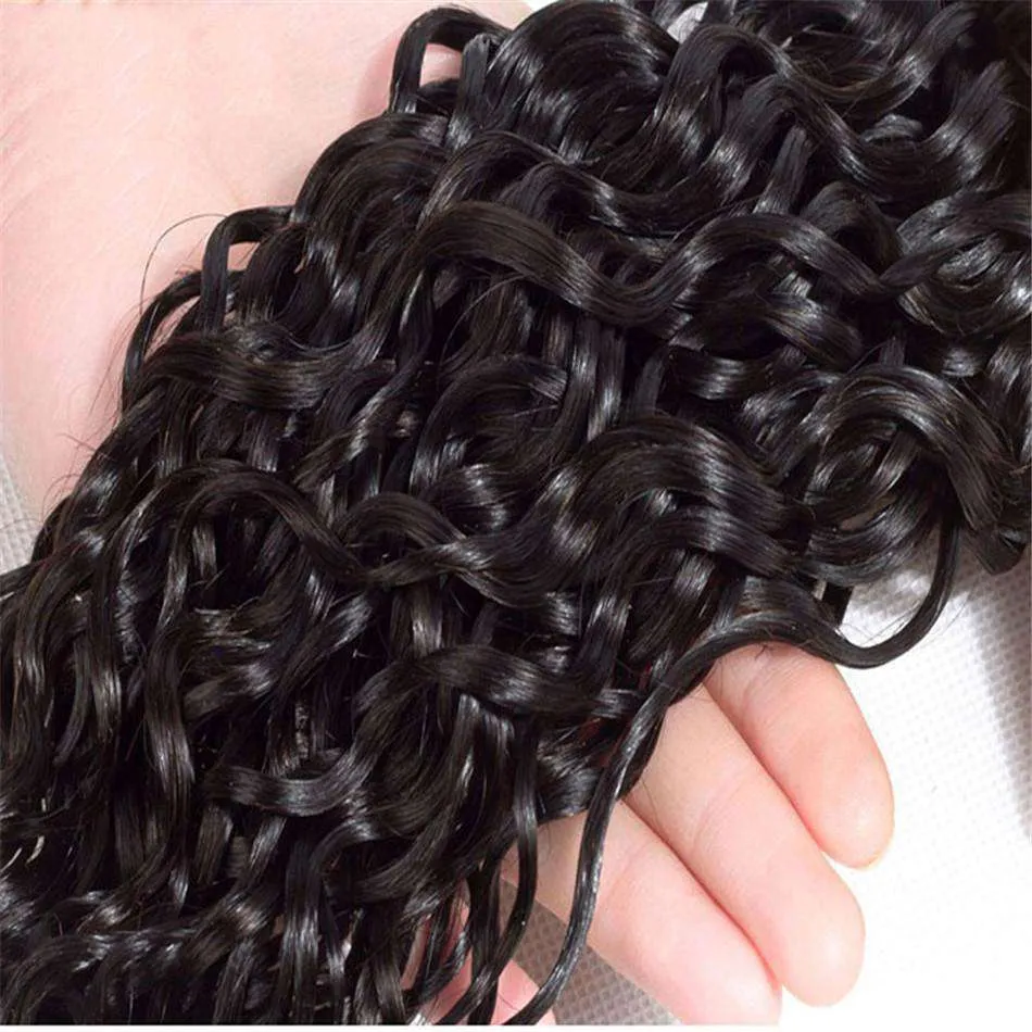 Water Wave Hair 4x4Inchs Lace Closure Natural Color 100% Human Hair