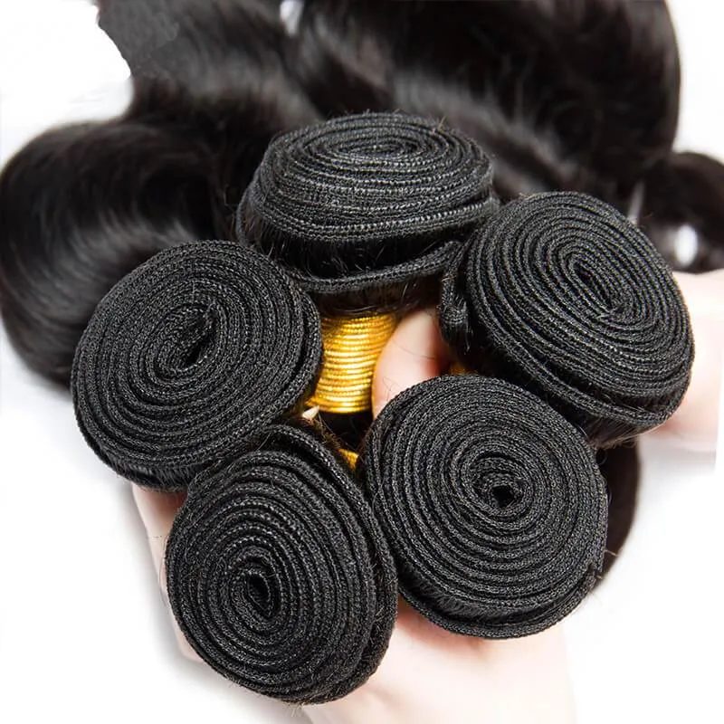 Wavymy Body Wave 5x5 Lace Closure With 3 Bundles Virgin Human Hair Weave