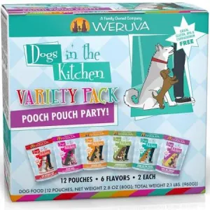 Weruva Dogs In The Kitchen Grain Free Pooch Pouch Party! Variety Pack Wet Dog Food Pouches-2.8-oz, Case Of 12-{L x}