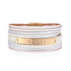 White Polystyrene & 18K Gold-Plated Curved Multi-Strand Bracelet