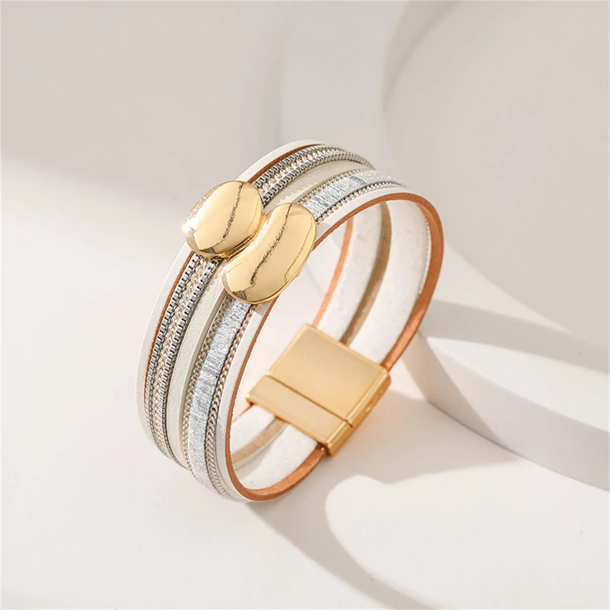 White Polystyrene & 18K Gold-Plated Pea Layered Bracelet
