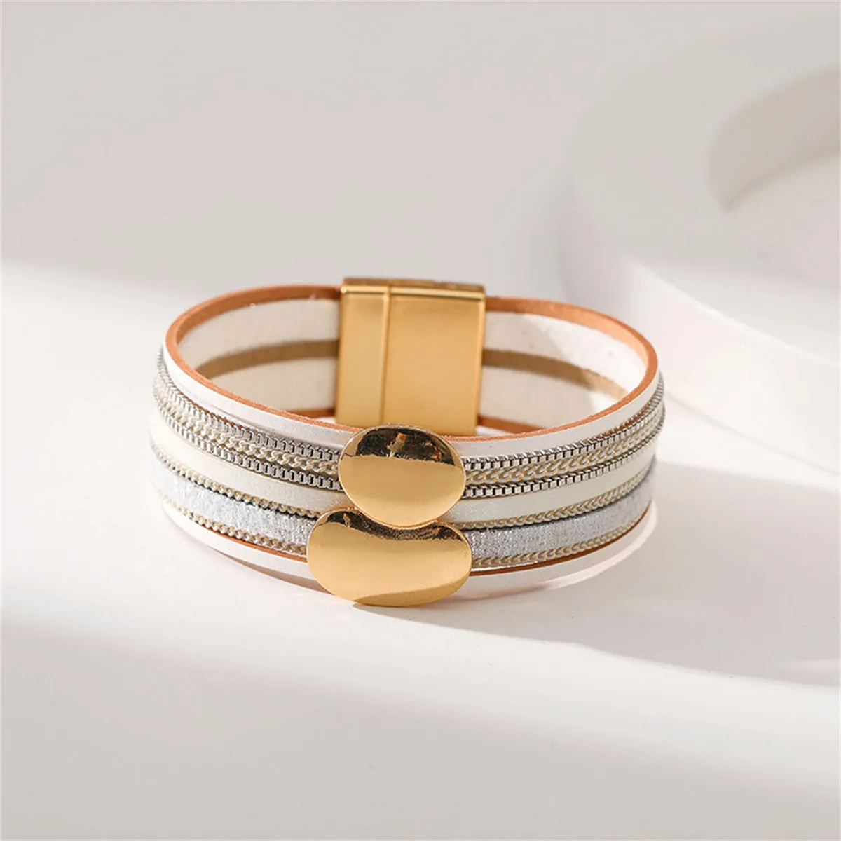 White Polystyrene & 18K Gold-Plated Pea Layered Bracelet