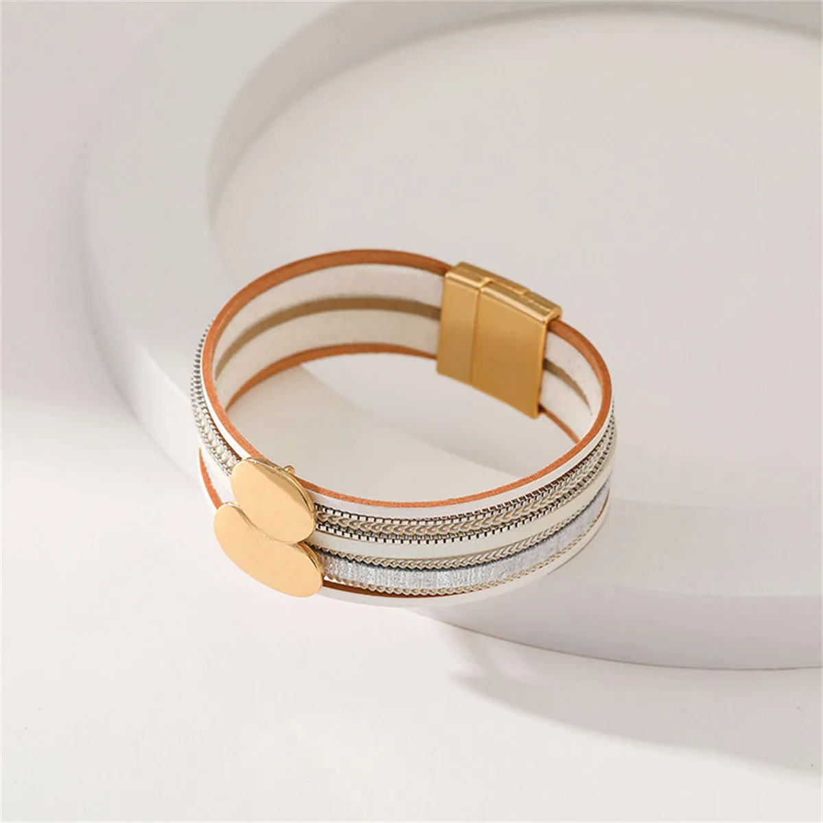 White Polystyrene & 18K Gold-Plated Pea Layered Bracelet