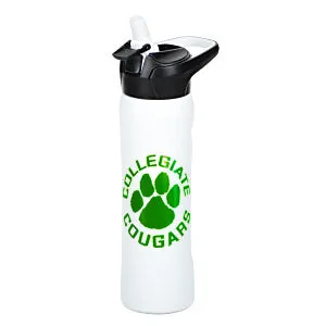 White Stainless Flip-Lid Water Bottle